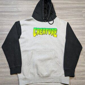 Vintage Creature Skateboards Men's M NHS Hoodie Pullover Two Tone Black Grey